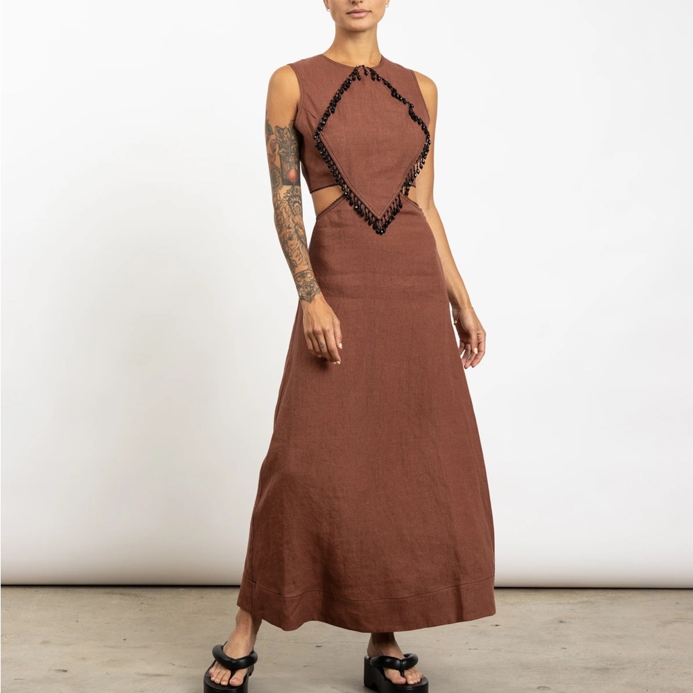Ganni Hemp Maxi Dress in Root Beer